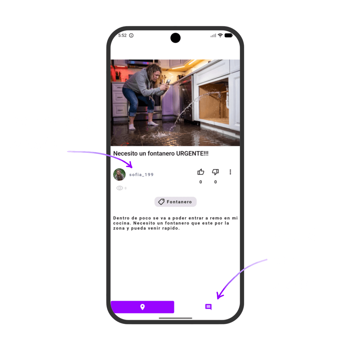 Panel de visualización del contenido y herramientas de contacto de la marca local