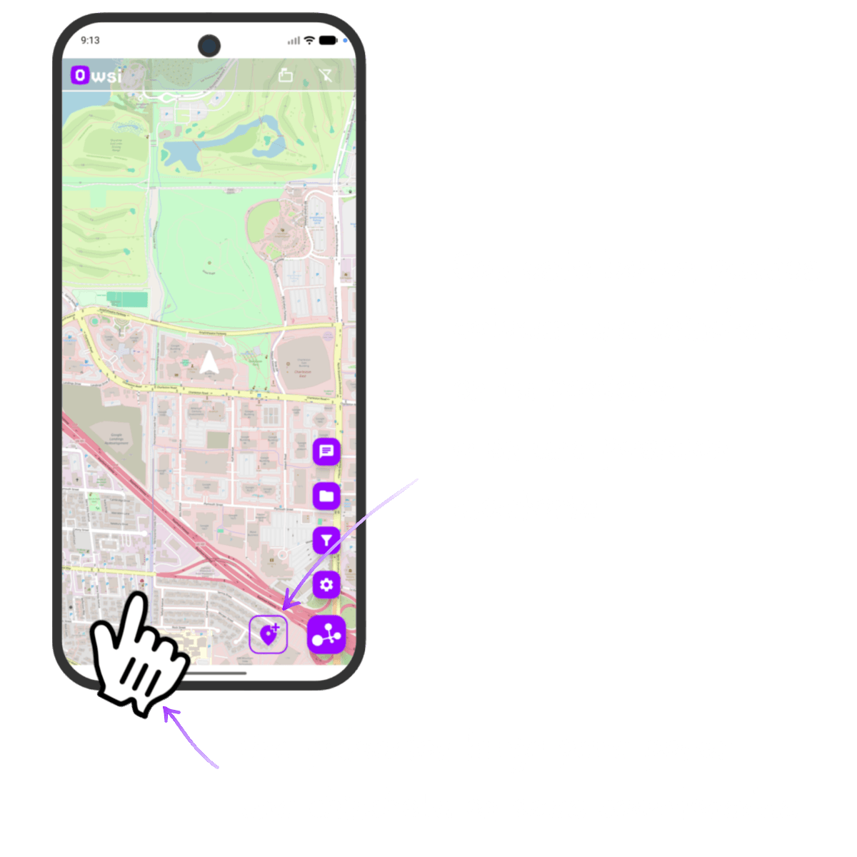 Cómo colocar una marca haciendo una pulsación larga sobre el mapa interactivo de Owsi