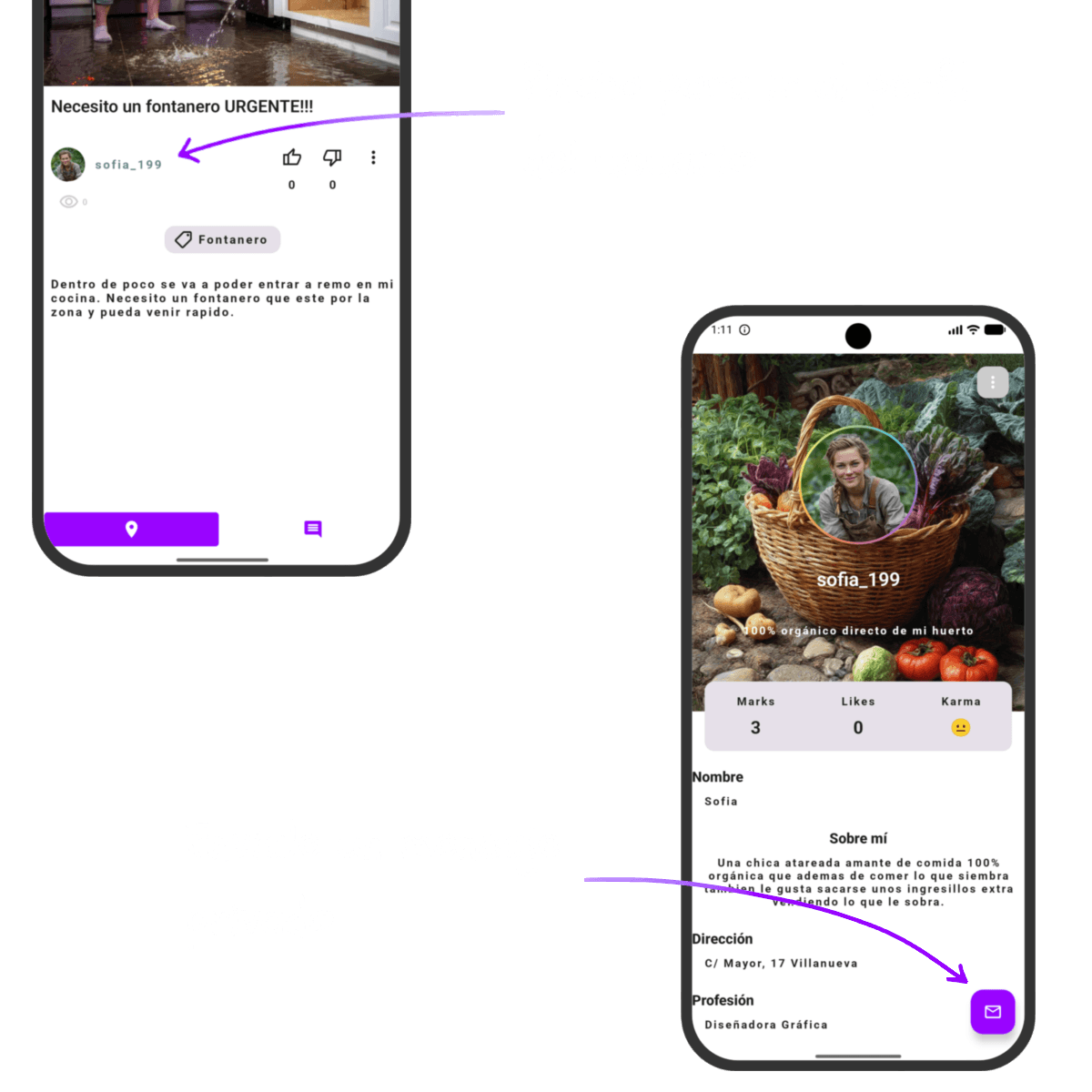 Pantalla de detalle de marca y perfil del autor en Owsi